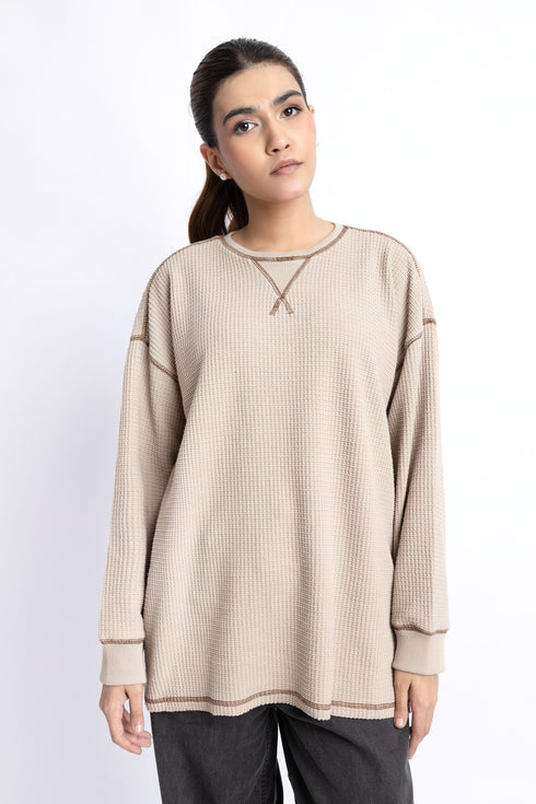 Waffle Knit Extreme Oversize Sweatshirt